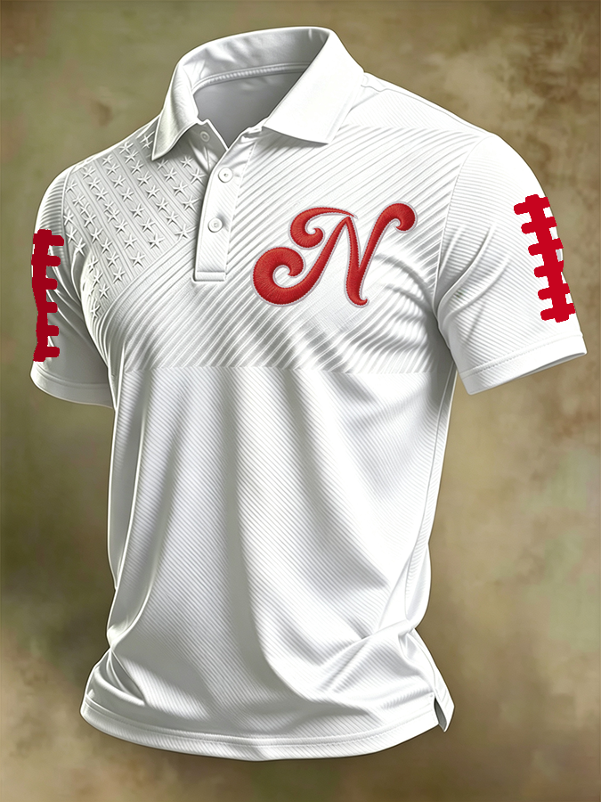 Men'S Football Print Polo T-Shirt