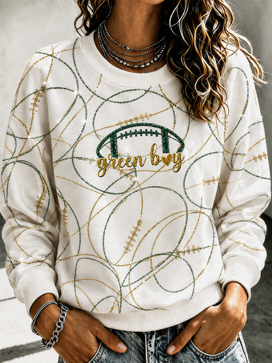 Women's Football Printed Casual Sweatshirt