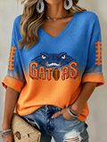 Women'S Rugby Patterned Waffle V-Neck Top