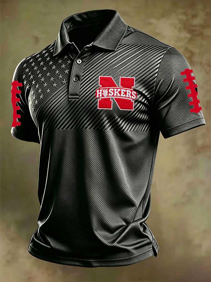 Men'S Football print Polo T-Shirt