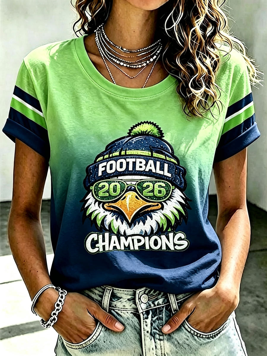 Women's Seattle Football Printed Vintage Fashion Print T-shirt