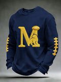 Men'S Football Game Printed Waffle Sweatshirt