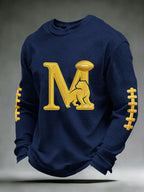 Men'S Football Game Printed Waffle Sweatshirt