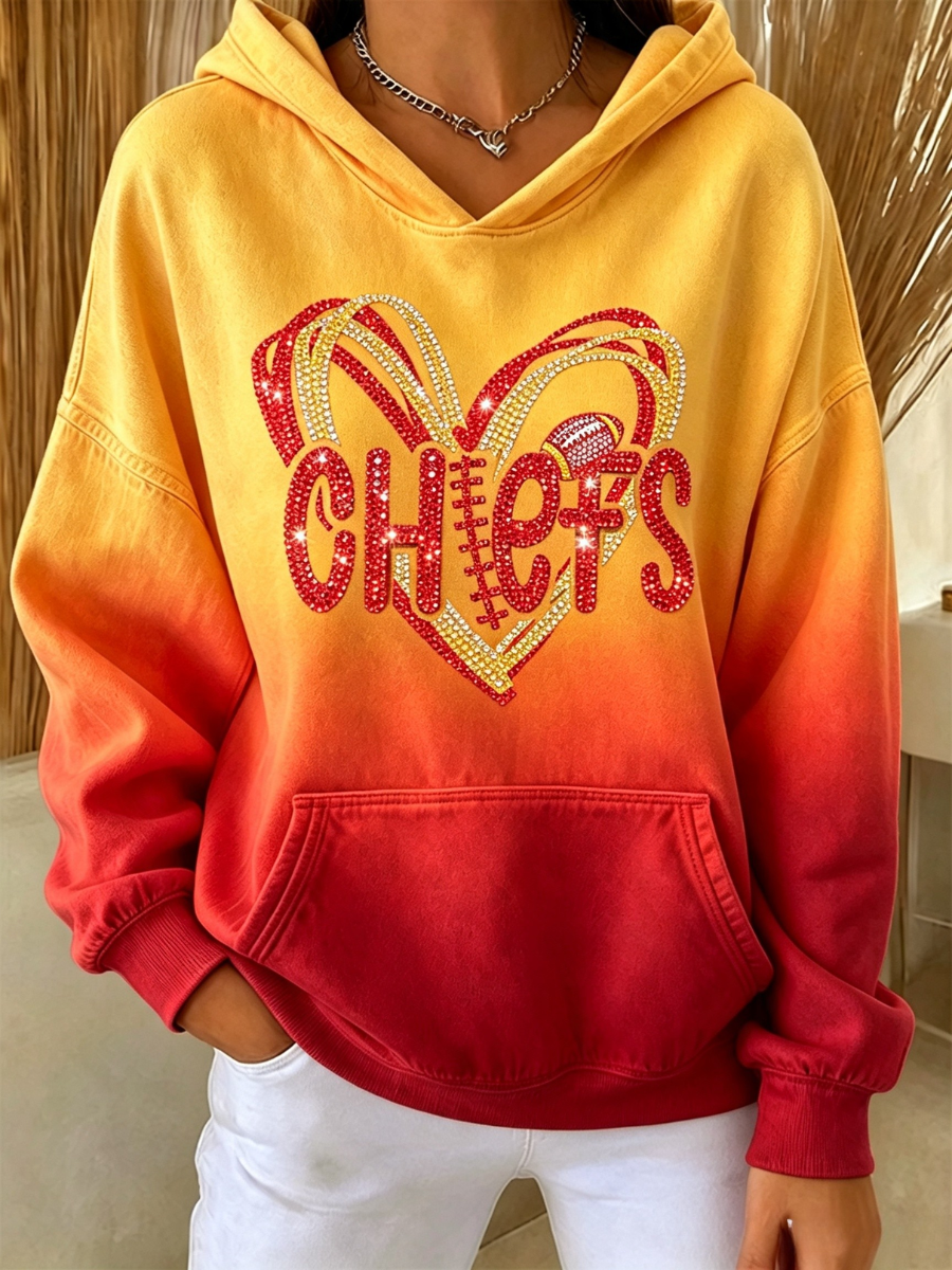 Women's Football Printed Vintage Hoodie