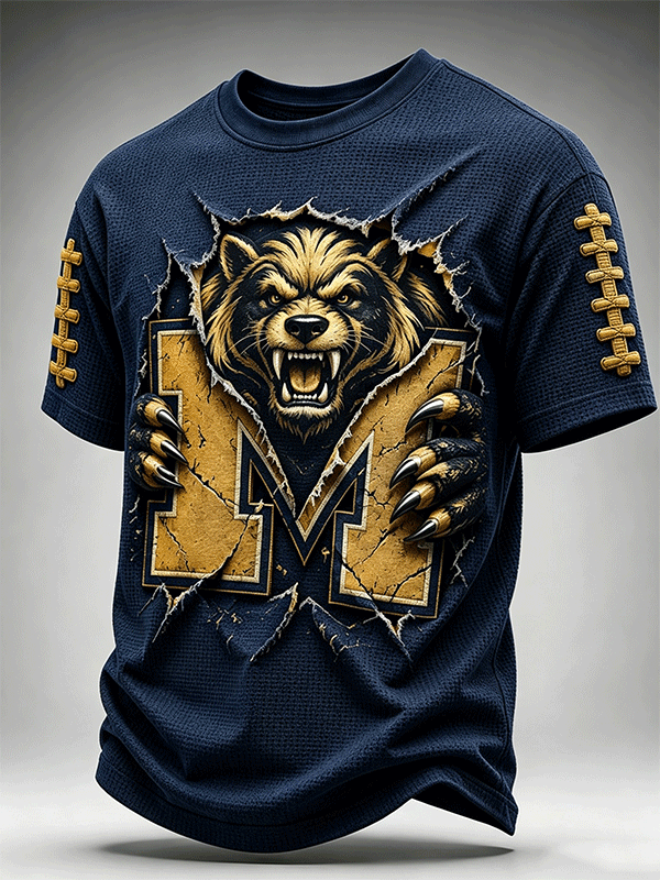 Men's Rugby Waffle Round Neck T-Shirt