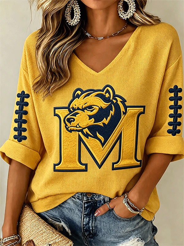 Women's Rugby Print Waffle T-Shirt
