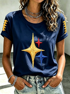 Women's Sports Gradient Football Round Neck T-Shirt