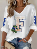 Women'S Football Print Waffle  Top