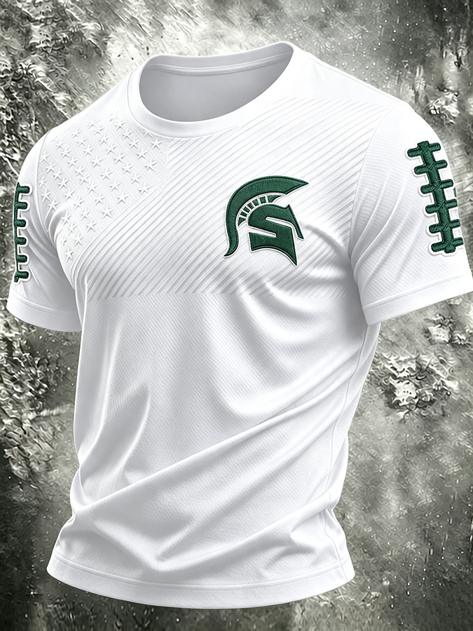 Men'S Football Printed Round Neck T-Shirt