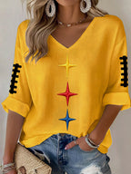 Women'S Football  Print Waffle  Top