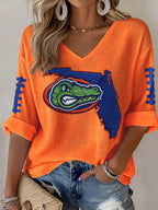Women'S Football Print Waffle  Top