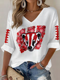 Women'S Football Print Waffle  Top
