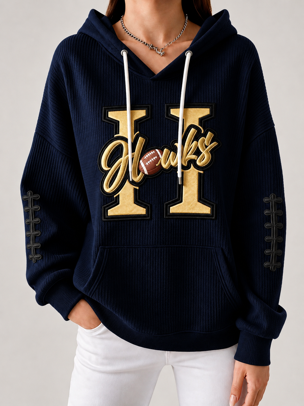 Women'S Football Printed Hooded Sweatshirt