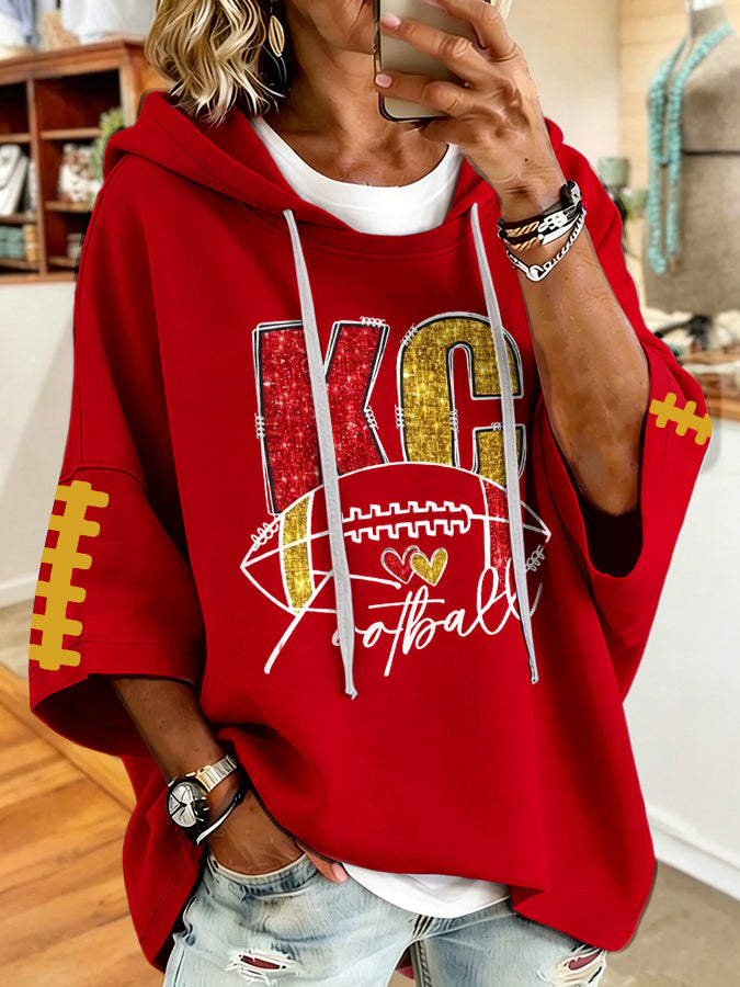 Women'S e Football Print Hoodie