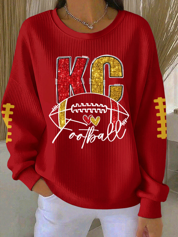 Women'S Football Print Casual Sweatshirt