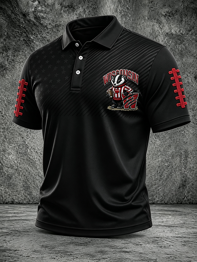 Men's Football Print Casual Printed T-shirt