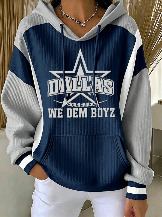 Women's Cowboy Football Team Fans Print Hooded Sweatshirt