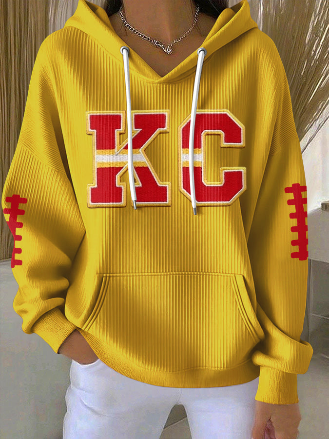 Women'S Football Print Hooded Sweatshirt