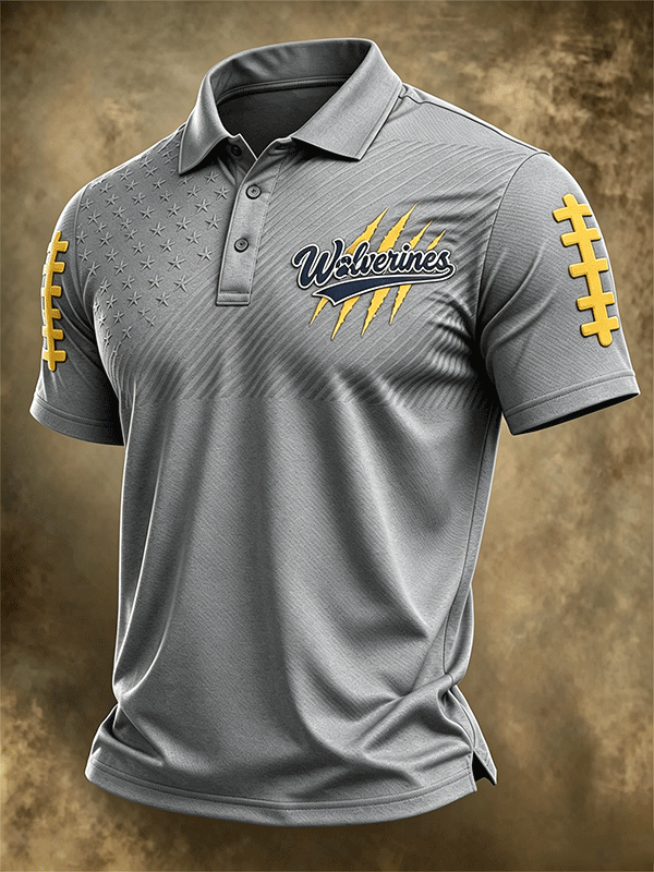 Men's Football Sports Casual Polo Shirt