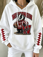 Women'S Football Print Casual  Hoodie
