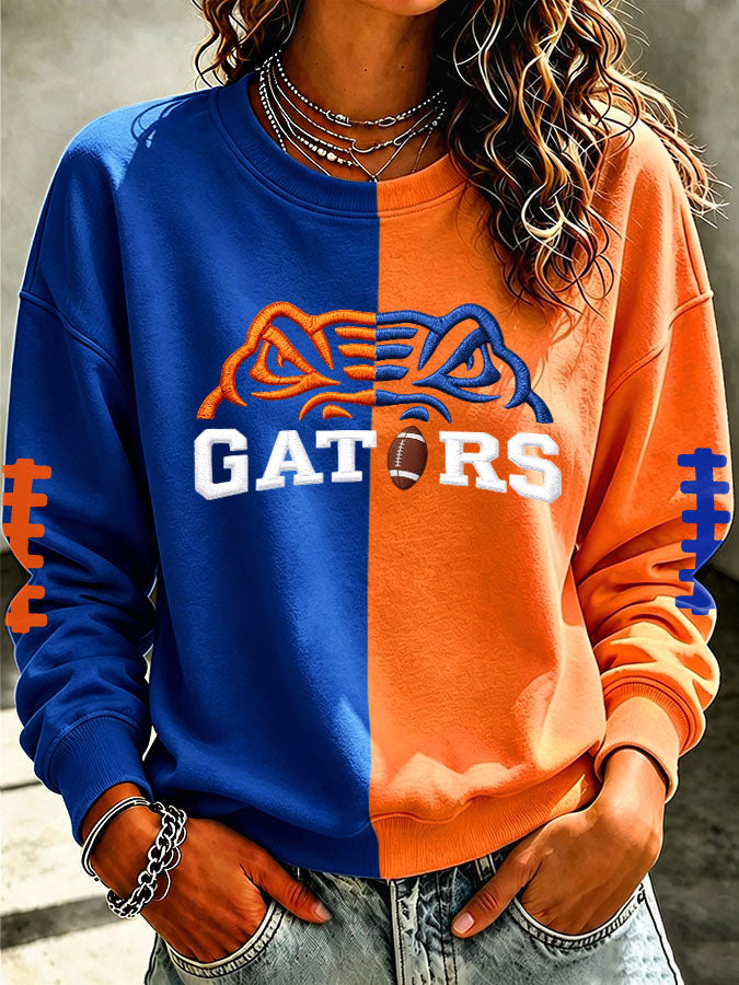 Women'S Retro Football Print Round Neck Sports Shirt