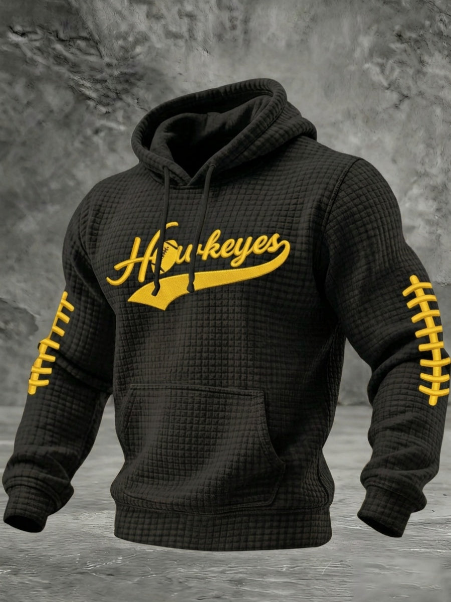 Men'S Football Printed Casual Waffle Hoodie