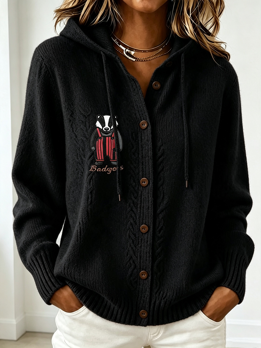 Women'S Football Fan Printed Casual Hooded Sweatshirt