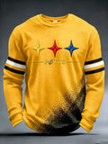 Men's Football Print Waffle Crewneck Sweatshirt