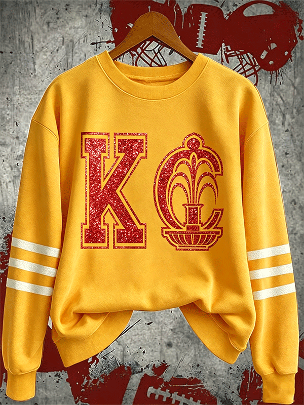 Women'S Football Sports Striped Round Neck Sweatshirt