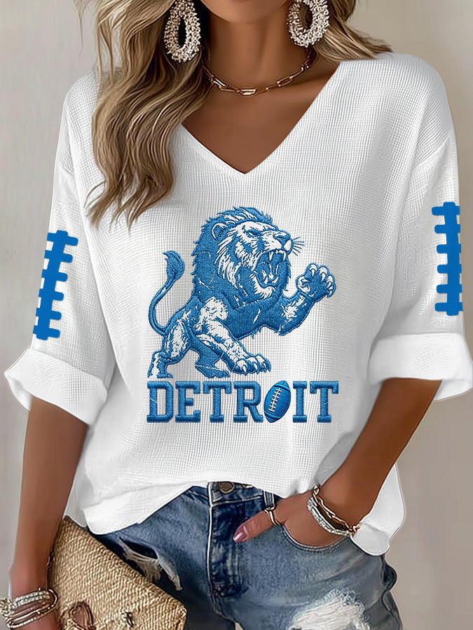 Women'S Football  Print Waffle  Top