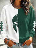 Women'S Retro Football Print Round Neck Sports Shirt