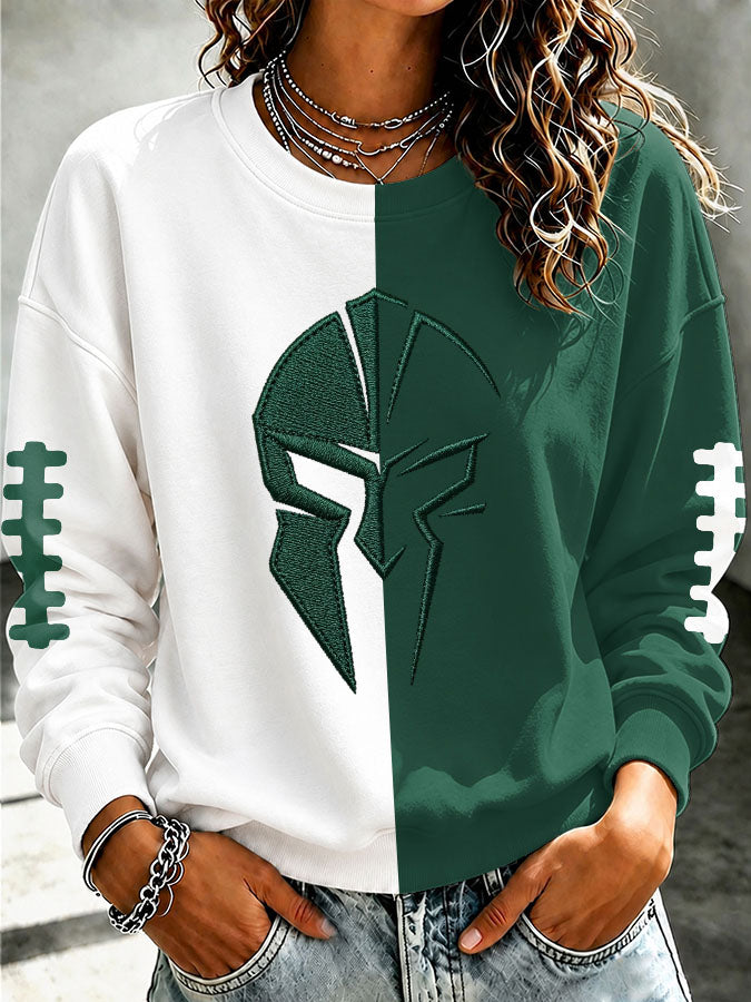 Women'S Retro Football Print Round Neck Sports Shirt