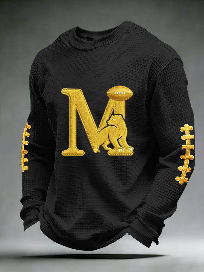Men'S Football Game Printed Waffle Sweatshirt