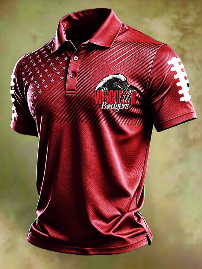 Men'S Football Printed Polo Shirt