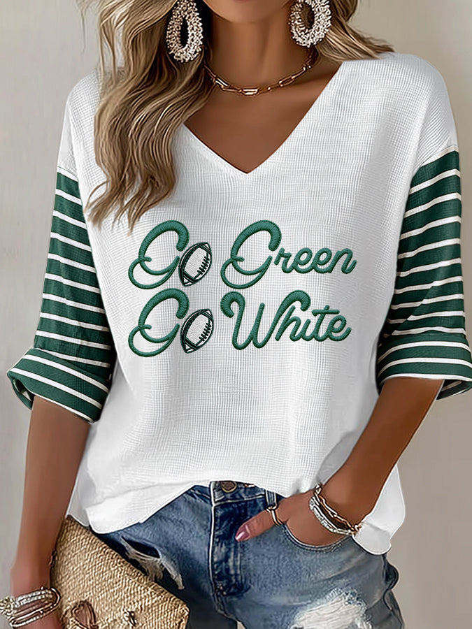 Women'S Football  Print Waffle  Top