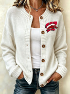 Women's Football Fans Printed Knitted Cardigan Top