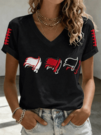 Women's Football Supporters Love V-Neck T-Shirts