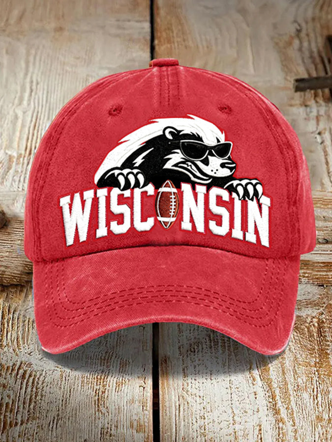 Unisex Football Washed Retro Printed Baseball Cap