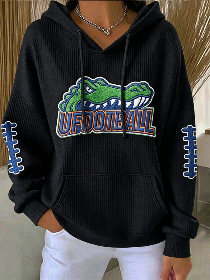 Women'S Rugby Printed Hooded Sweatshirt