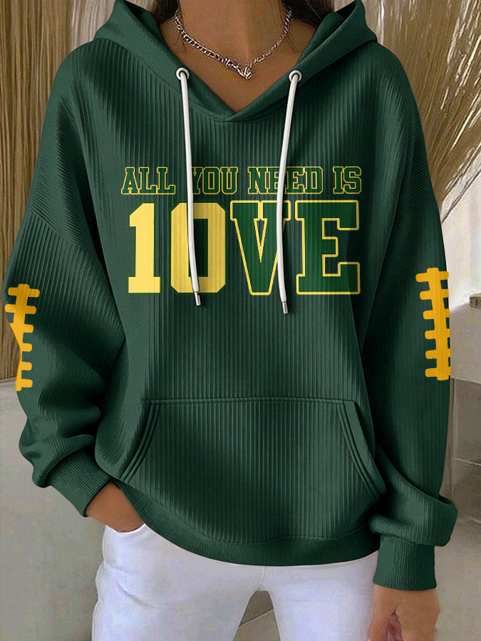 Women'S Football Print Hooded Sweatshirt