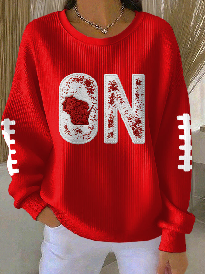 Women'S Football Print Casual Sweatshirt