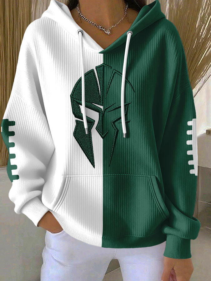 Women'S Football Print Hooded Sweatshirt