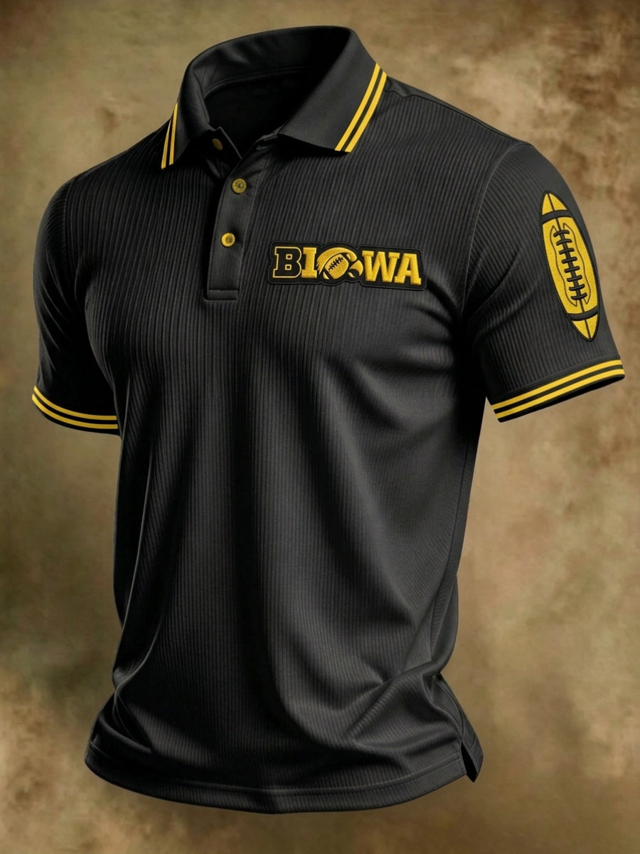 Men'S Football Pattern Retro Polo Shirt