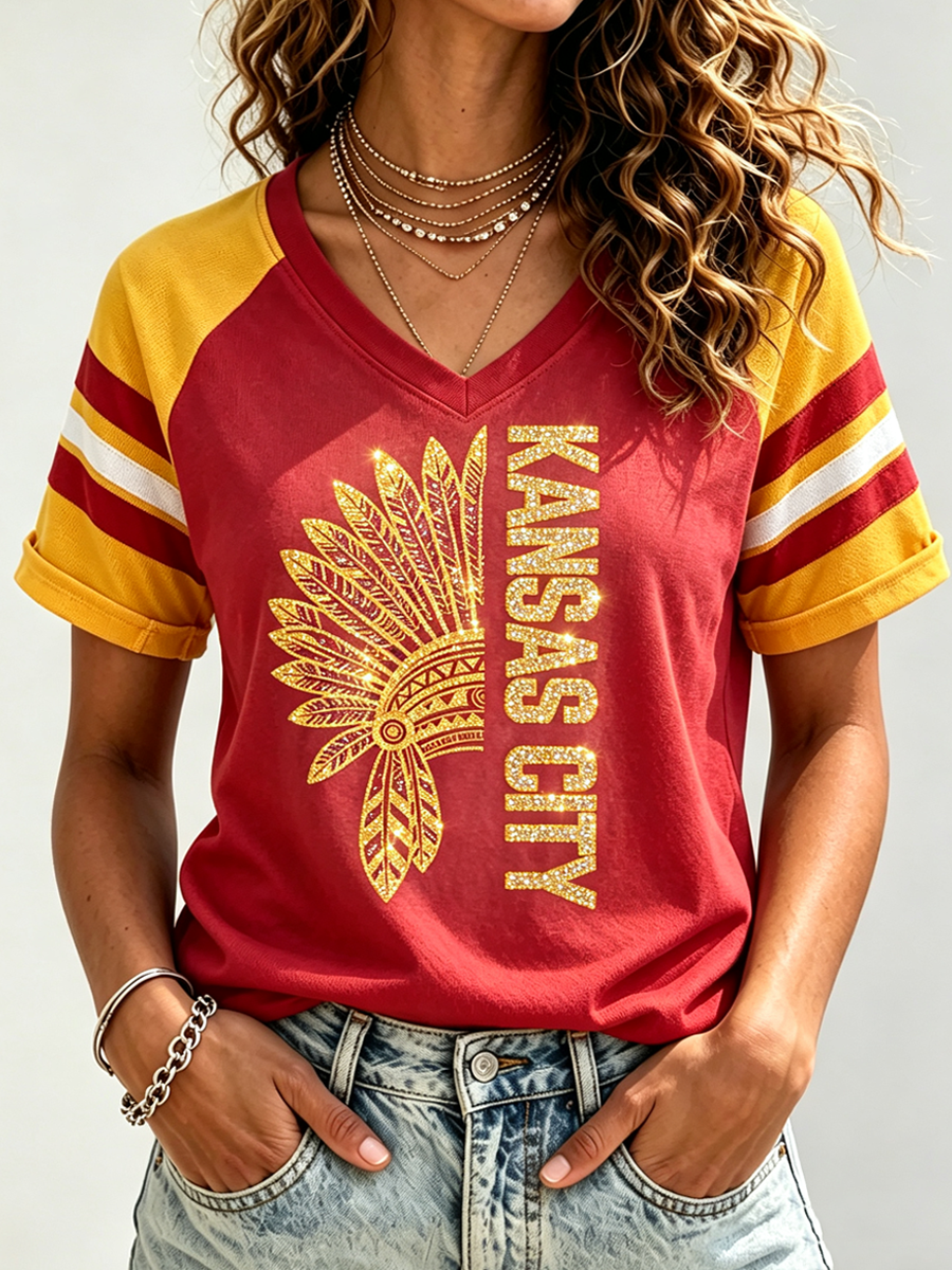 Women's football fan casual short sleeved shirt