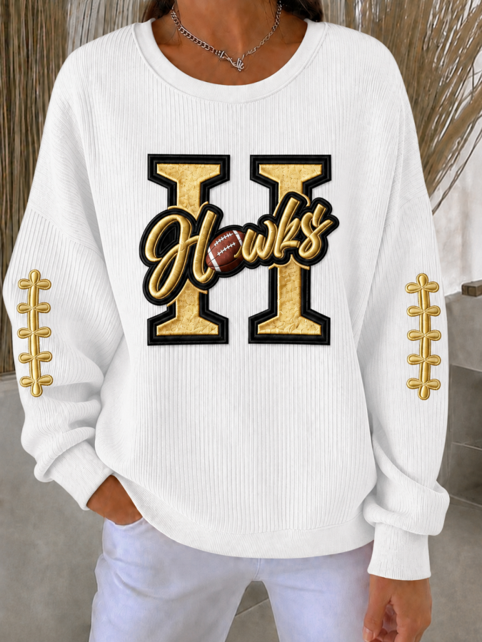 Women'S Football Print Casual Sweatshirt