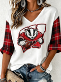Women'S Football Print Waffle  Top