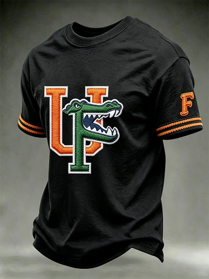 Men'S Rugby Printed Round Neck T-Shirt