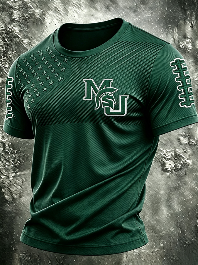 Men'S Football Printed Round Neck T-Shirt