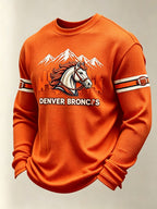 Men'S Football Fan Casual Long Sleeved Waffle Top