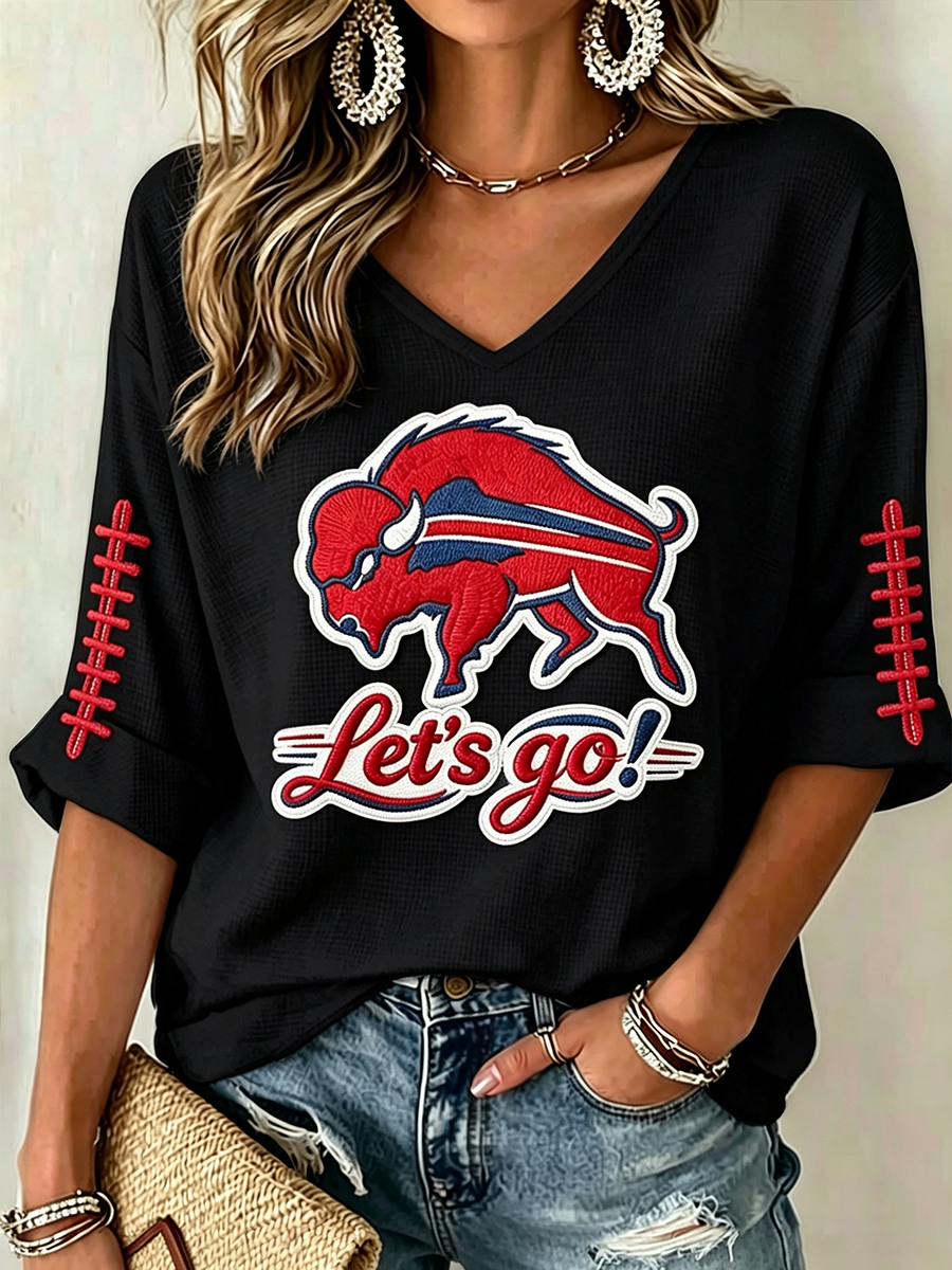 Women's Go Football Waffle Top